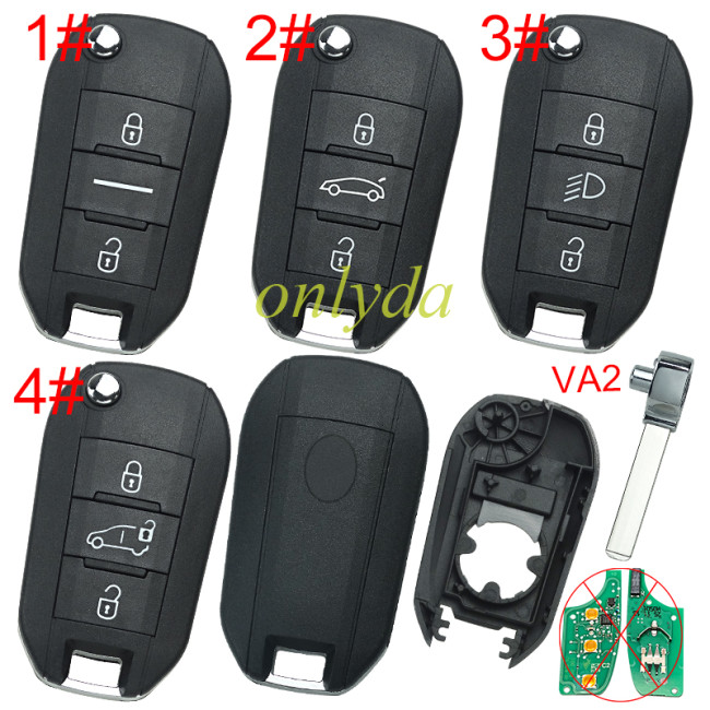 European Style For Citroen remote key shell with VA2 blade ,with Badge, pls choose button