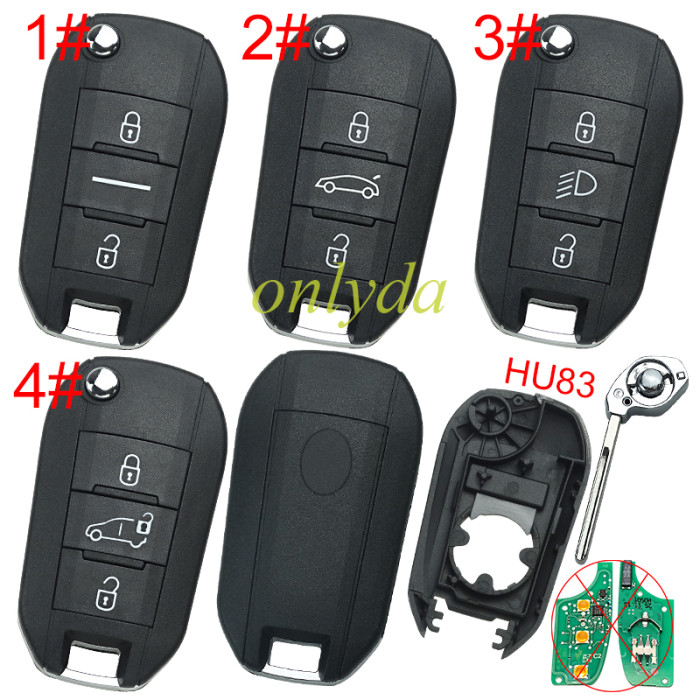 European Style For Citroen remote key shell with HU83 blade ,with Badge, pls choose button