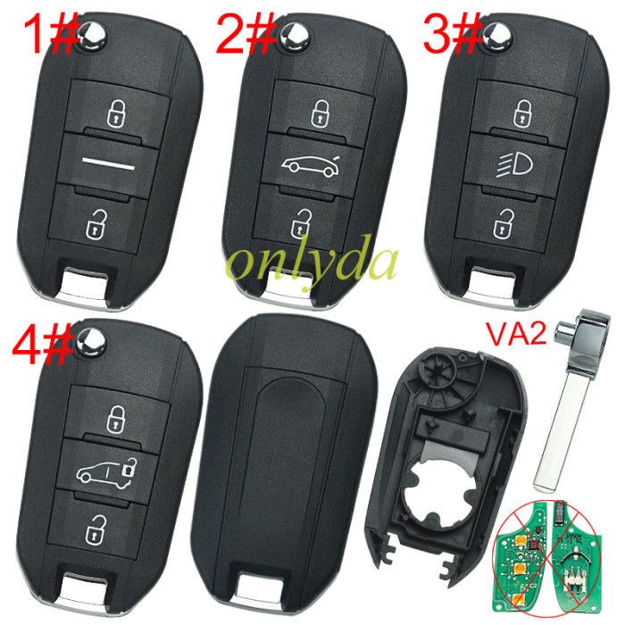 free shipping and no tax from HK warehouse 10pcs/lot For  European Style  Peugeot  remote key shell with VA2 blade ,without badge, pls choose button