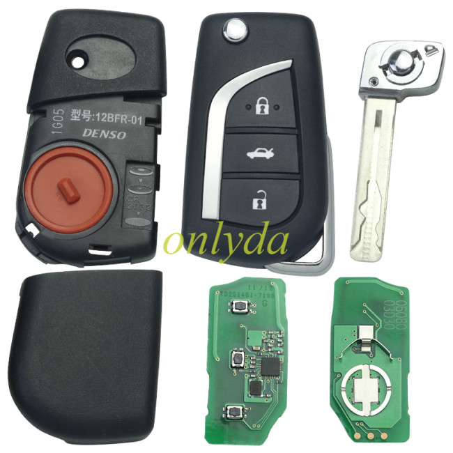 OEM Toyota 2013-2019 Flip Remote Key With 3Buttons 433MHz DST-AES ID8A PCB # :251451-7190 Frequency 433MHz FCC ID: 12BFR-01, pls choose button