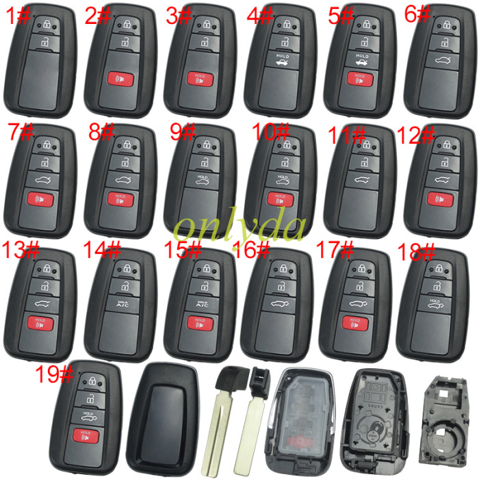 For Toyota remote key blank with blade without badge , the blade switch on the back-shell-part