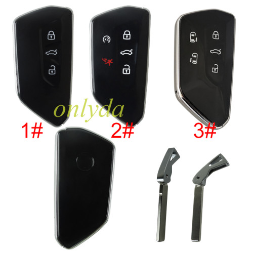 Aftermarket VW 3/5 button remote key blank with key blade with logo , pls choose button model