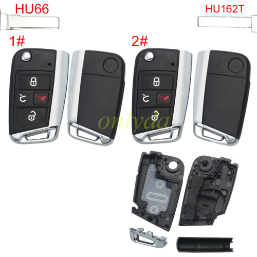 For VW remote key shell with badge, blade 1#HU66/ 2#HU162, Pls choose model