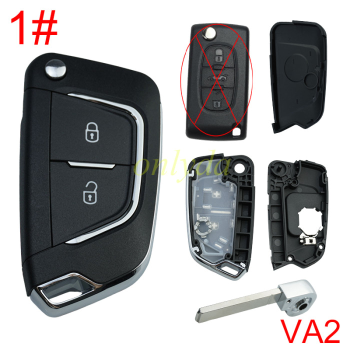 For Peugeot modified key shell , without badge place, With battery holder , VA2 blade , pls choose button