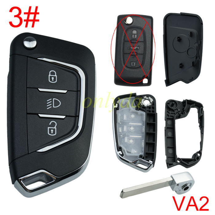 For Peugeot modified key shell , without badge place, Without battery holder , VA2 blade , pls choose button