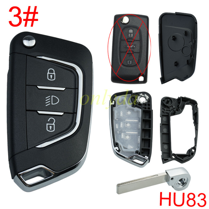 For Peugeot modified key shell , without badge place, Without battery holder , HU83 blade , pls choose button