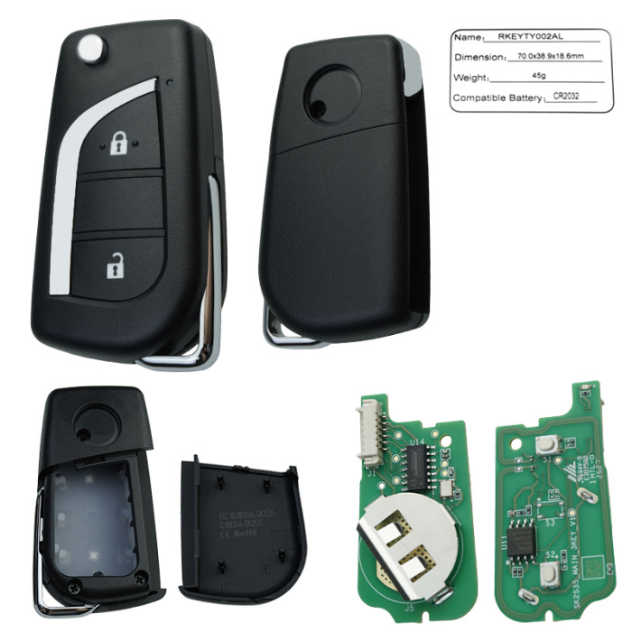 TY002AL 2‑Button Flip Universal Remote Key