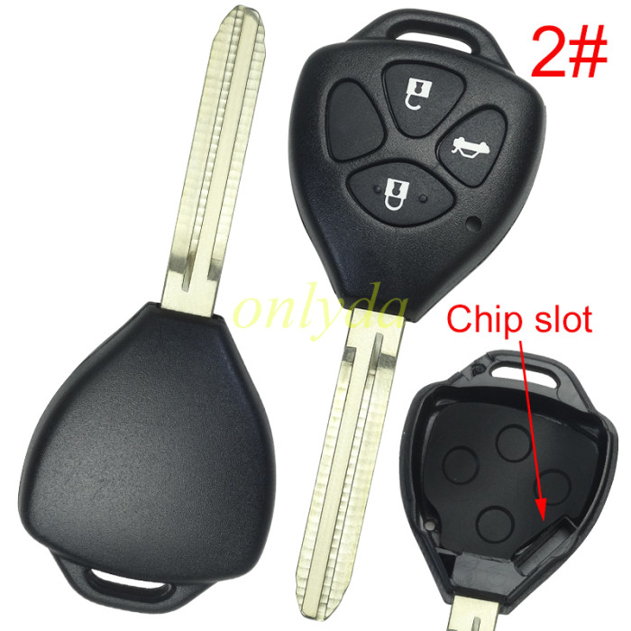 free shipping 10pcs/unit,Toyota 3+1 button remote key shell with Toyota43 blade with red panic (no logo)