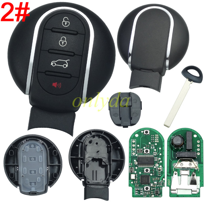 For BMW Mini Cooper 3/4 button Keyless Mini remote key with 315mhz/434mhz/868mh zwith 7945  ID49 Chip PN:IDGNG1 aftermerket PCB+aftermarket shell, pls choose button and frequency