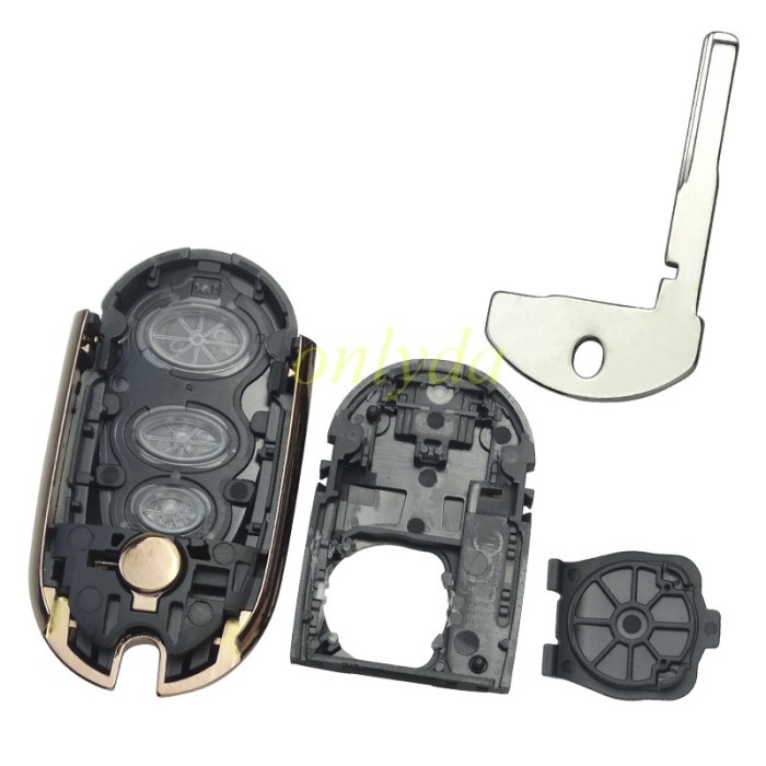 For Benz 3 button remote key shell with round badge space， Rose-Golden color