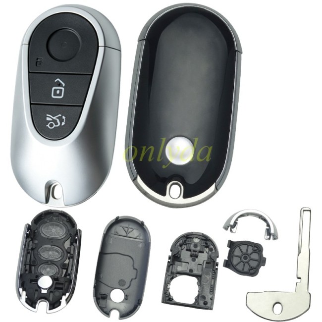 For Benz 3 button remote key shell with round badge space, Siliver color