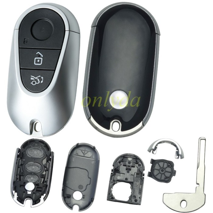For Benz 3 button remote key shell with round badge space, Siliver color