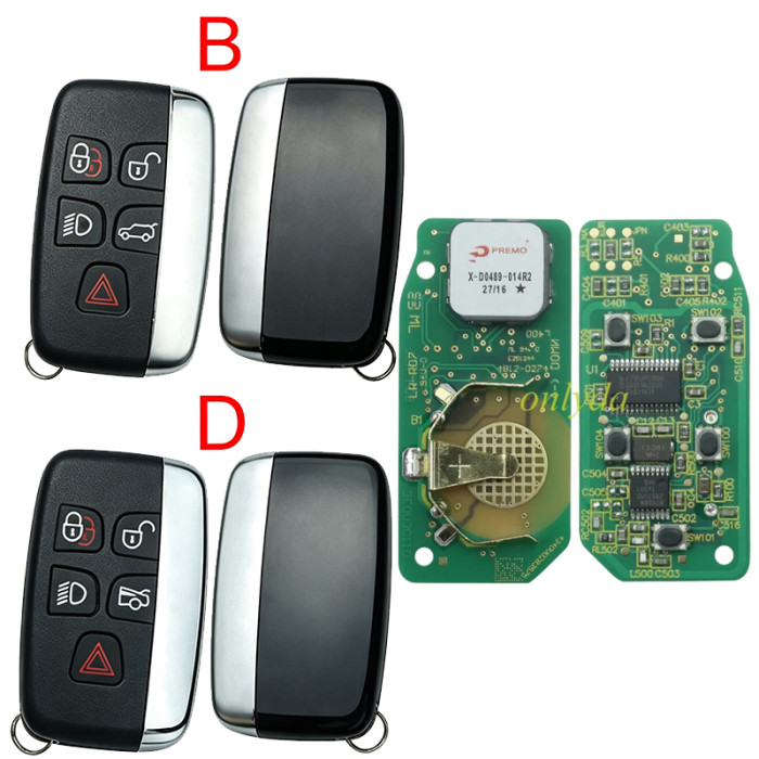 For LandRover keyless remote key, 4+1 button 315/434MHZ, with 7953ptt/ID49