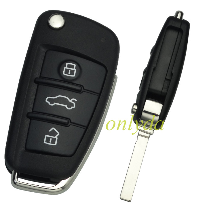 [with HU162T] For Audi  3 button  Remote key Blank for A4 A6 Q7  with HU162T blade without badge