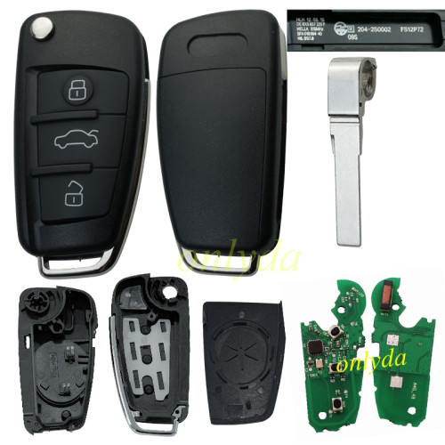 KYDZ Audi  A3 S3 MQB 3 button flip remote key with AES 48 Megamos AES MQB48 Chip  P/N: 8V0 837 220  8V0 837 220G 8V0 837 220F 434mhz ASK model 2012 -2015