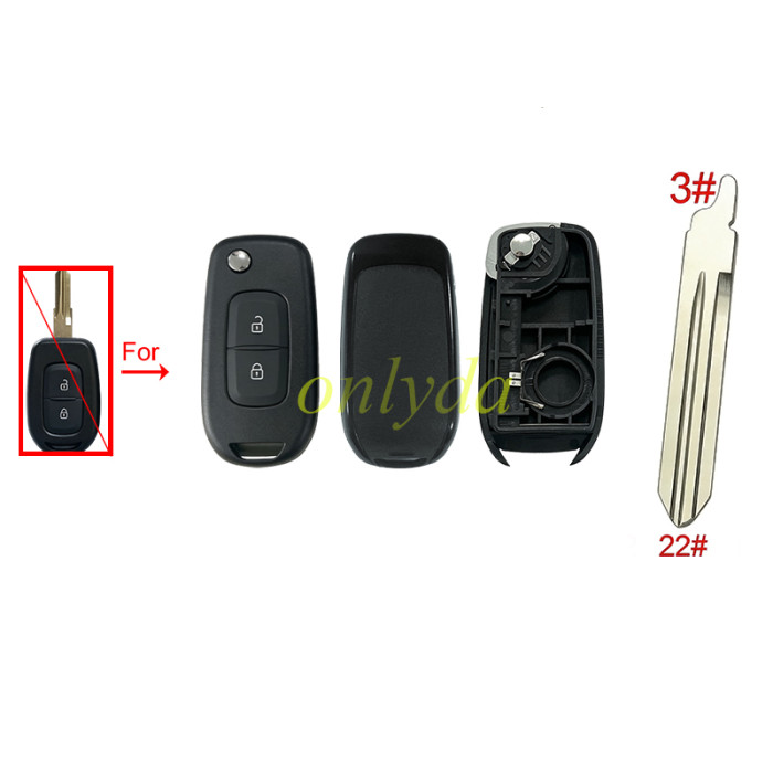 For Renault 2 button upgrade remote key shell 【without badge】, pls choose blade