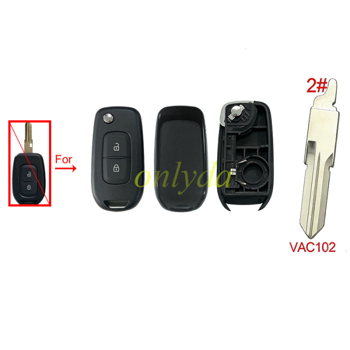 For Renault 2 button upgrade remote key shell 【without badge】, pls choose blade