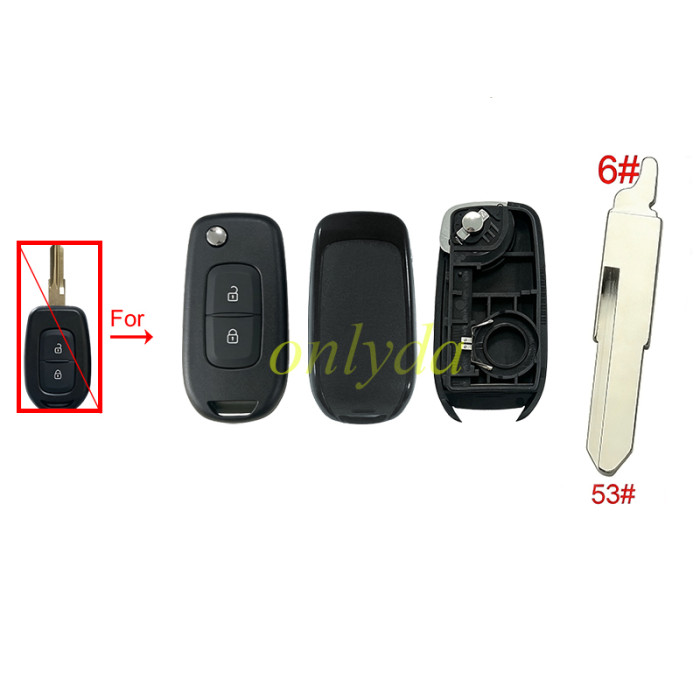 For Renault 2 button upgrade remote key shell 【without badge】, pls choose blade