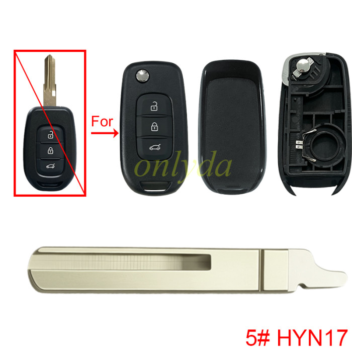 For Renault 3 button upgrade remote key shell 【with badge】, pls choose blade