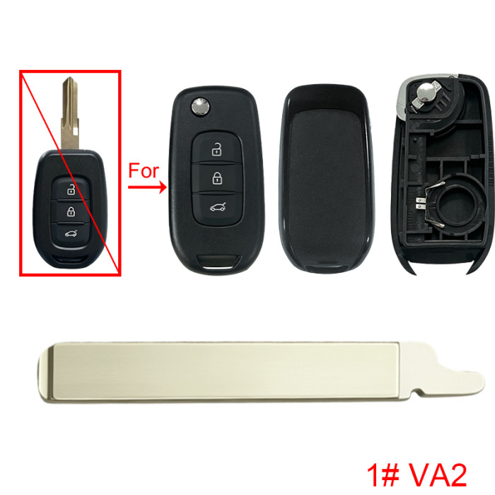 For Renault 3 button upgrade remote key shell 【with badge】, pls choose blade
