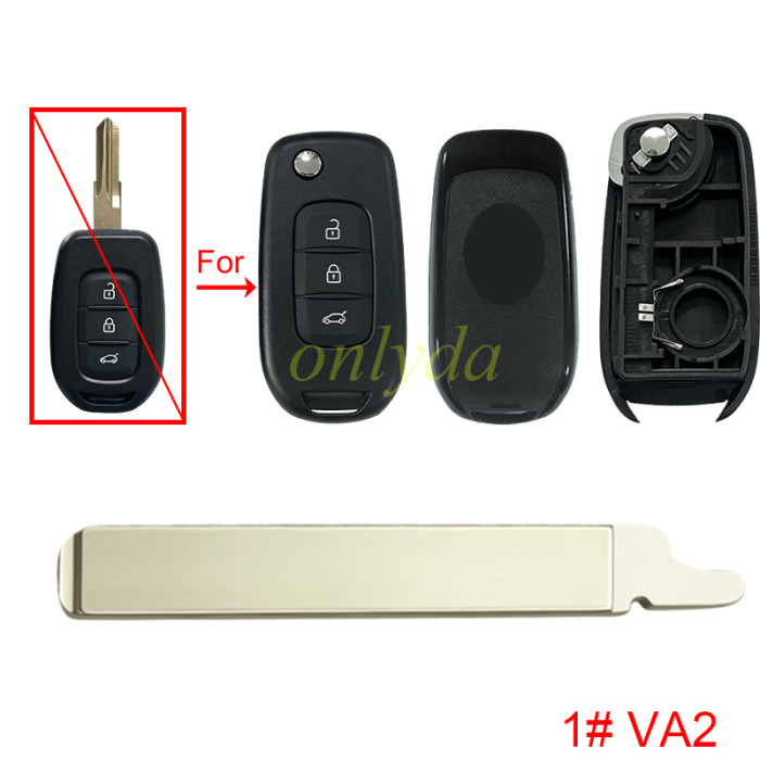 For Renault 3 button upgrade remote key shell 【with badge】, pls choose blade