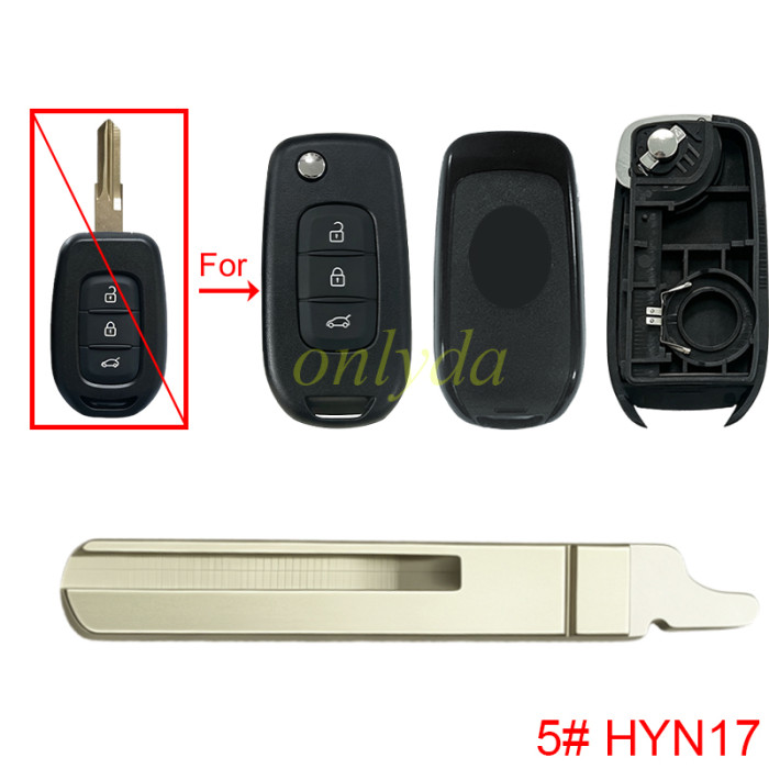 For Renault 3 button upgrade remote key shell 【with badge】, pls choose blade