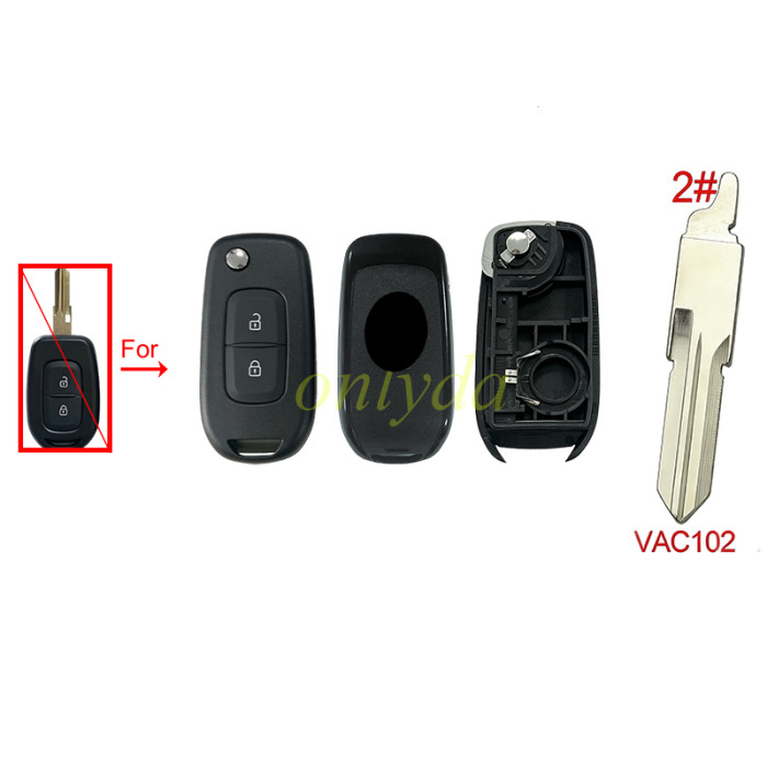 For Renault 2 button upgrade remote key shell【 with badge,】 pls choose blade