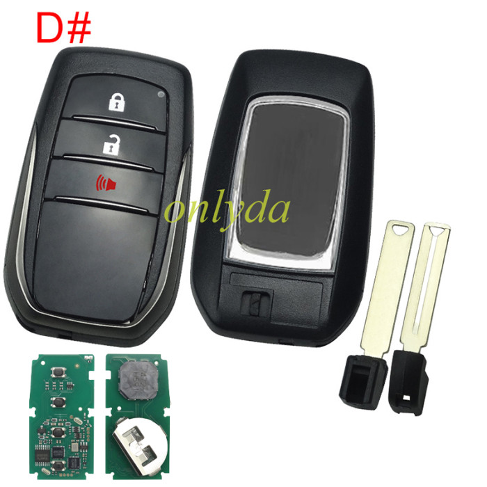 For Toyota Hliux remote key with 314.35-312.09 /433.58-434.3MHZ with Toyota H chip BM1ET 61A965-0182, pls choose model