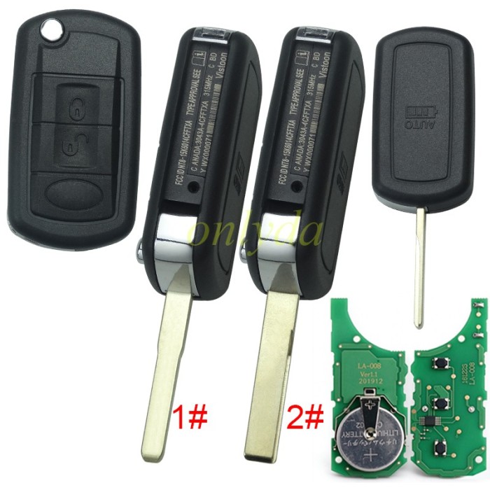 For Range Rover 3 button remote key with 315/434mhz PCF7936 (HITAG2) chip