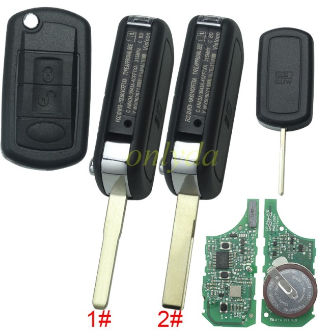 For Landrove 3 button remote key with 434mhz used for Discovery III with  with PCF7941 chip Original PCB with aftermarket shell