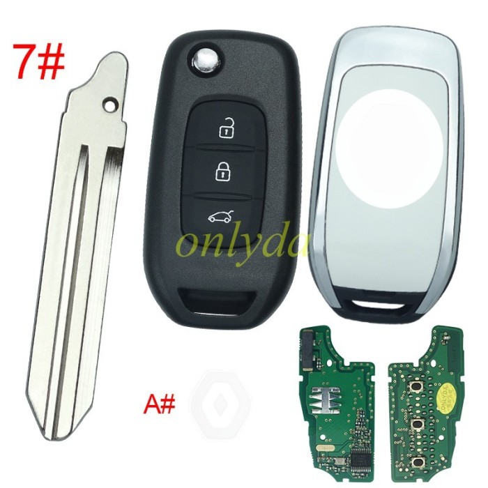 For Renault 3 Button flip remote   AES 4A PCF7961M chip-434MHZ FCCID:CWTWB1G767   for Renault Captur/Megane 3，please choose the blade