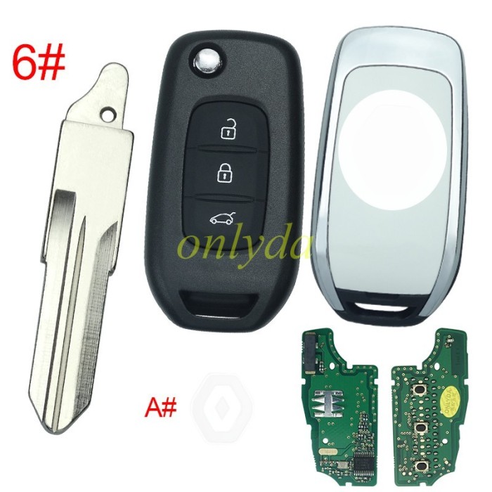 For Renault 3 Button flip remote   AES 4A PCF7961M chip-434MHZ FCCID:CWTWB1G767   for Renault Captur/Megane 3，please choose the blade