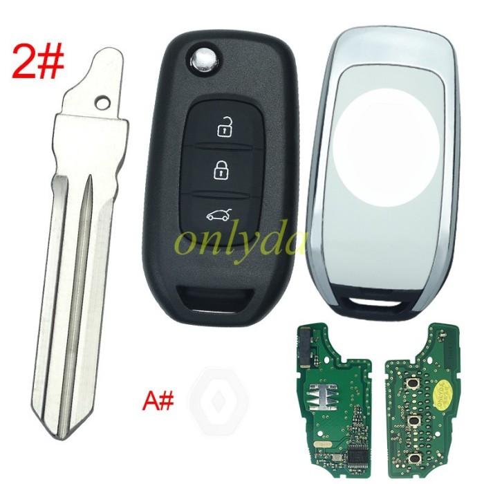 For Renault 3 Button flip remote   AES 4A PCF7961M chip-434MHZ FCCID:CWTWB1G767   for Renault Captur/Megane 3，please choose the blade