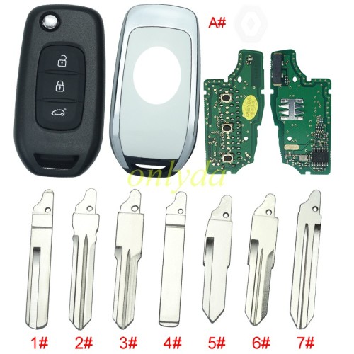 For Renault 3 Button flip remote   AES 4A PCF7961M chip-434MHZ FCCID:CWTWB1G767   for Renault Captur/Megane 3，please choose the blade