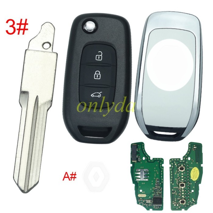 For Renault 3 Button flip remote   AES 4A PCF7961M chip-434MHZ FCCID:CWTWB1G767   for Renault Captur/Megane 3，please choose the blade
