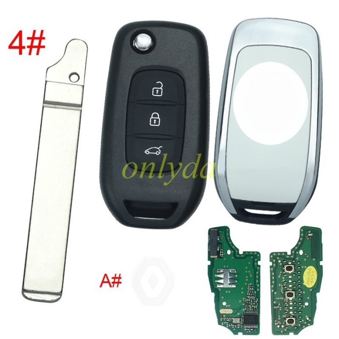 For Renault 3 Button flip remote   AES 4A PCF7961M chip-434MHZ FCCID:CWTWB1G767   for Renault Captur/Megane 3，please choose the blade