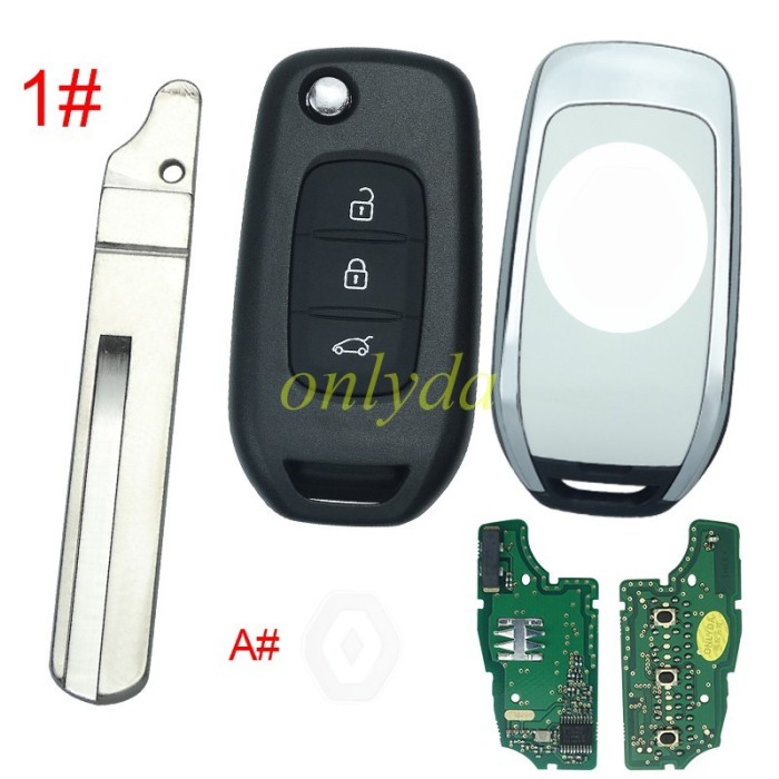 For Renault 3 Button flip remote   AES 4A PCF7961M chip-434MHZ FCCID:CWTWB1G767   for Renault Captur/Megane 3，please choose the blade