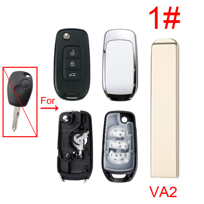 For Renault 3  button remote modified  flip key shell without badage , 1#VA2,2#NE72, 3#VAC35, 4#VAC102, 5#HU136 pls choose blade
