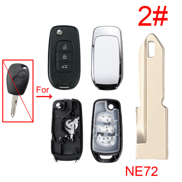 For Renault 3  button remote modified  flip key shell without badage , 1#VA2,2#NE72, 3#VAC35, 4#VAC102, 5#HU136 pls choose blade
