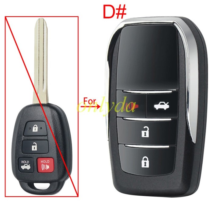 For Toyota  Modified remote key shell without badge , pls choose button