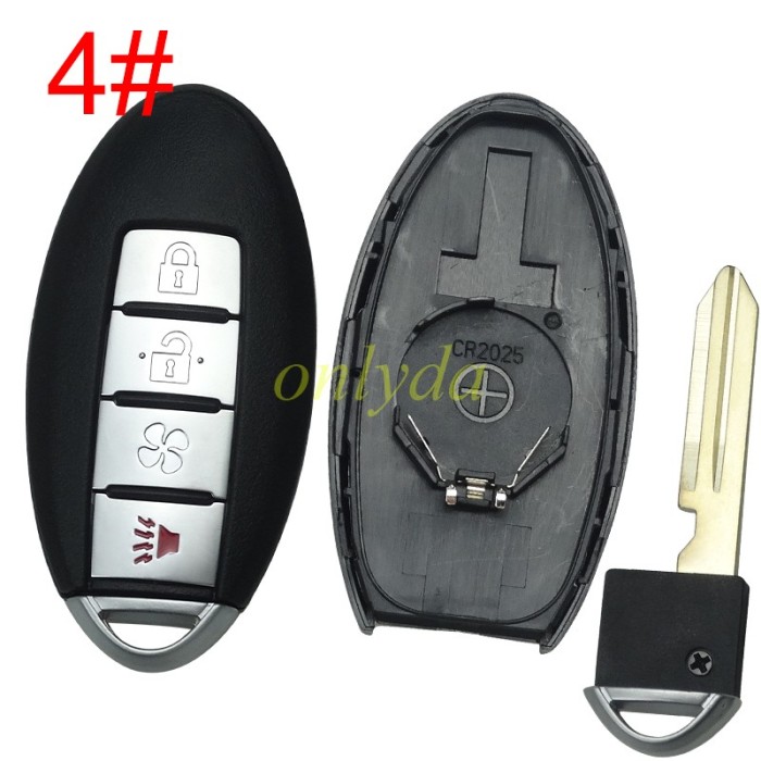 For Nissan remote  key blank with badge , with balde ,T-shaped interior for old model without light hole, pls choose button