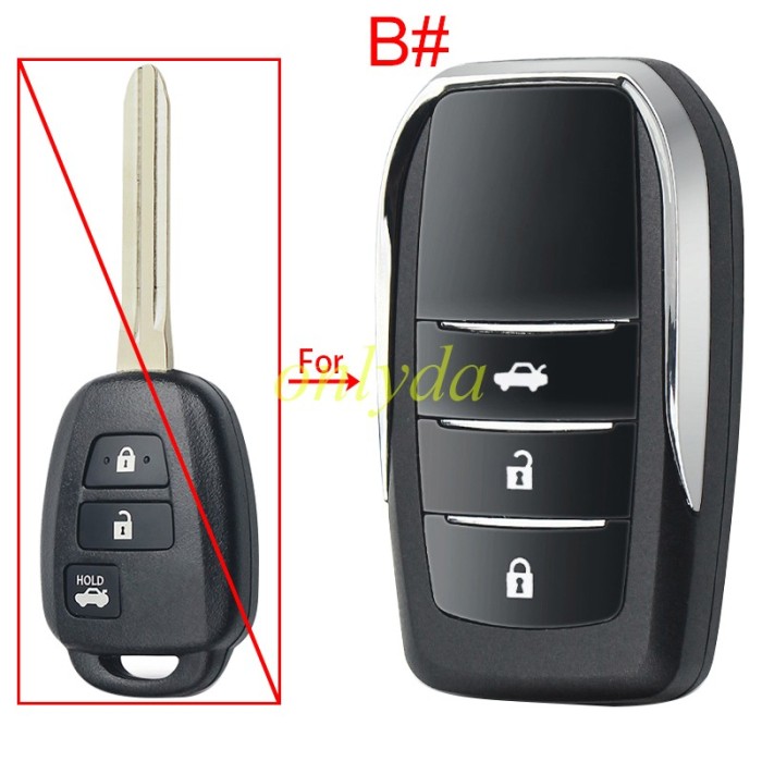 For Toyota  Modified remote key shell without badge , pls choose button