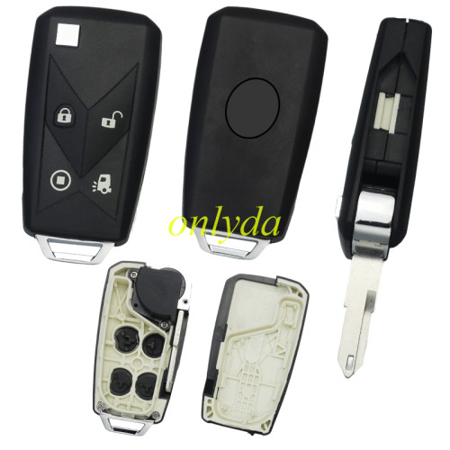 For Renault flip key shell 4 button with badge， Two-Color Overmolding craft
