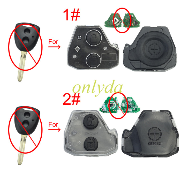 For Toyota 2 button remote inner part shell, pls choose button
