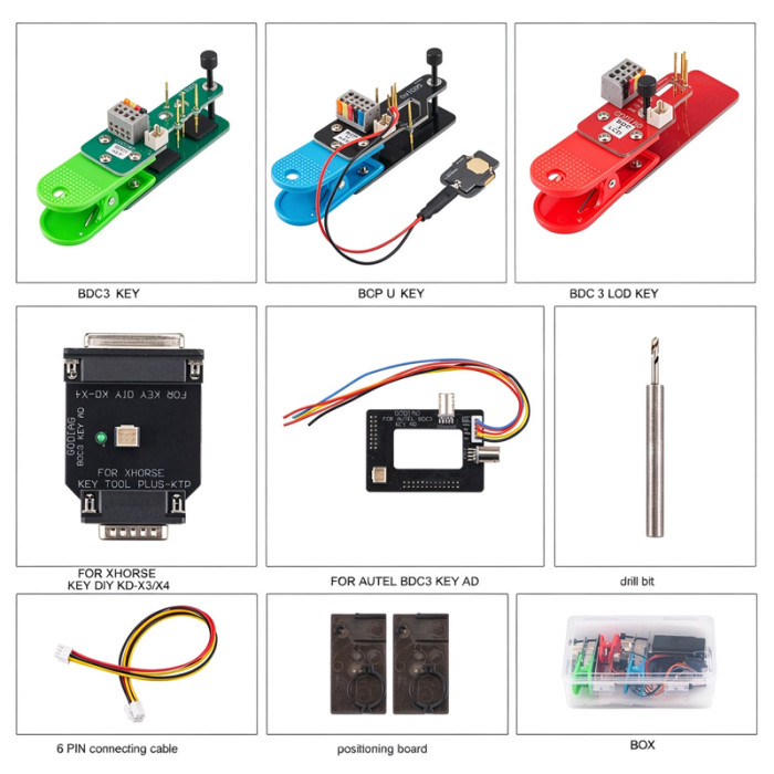 GODIAG BMW BDC3 Adapter Kit Support BDC03 Key, BCP U Key Encrypted, BDC3 LCD Key Works with VVDI Key Tool Plus