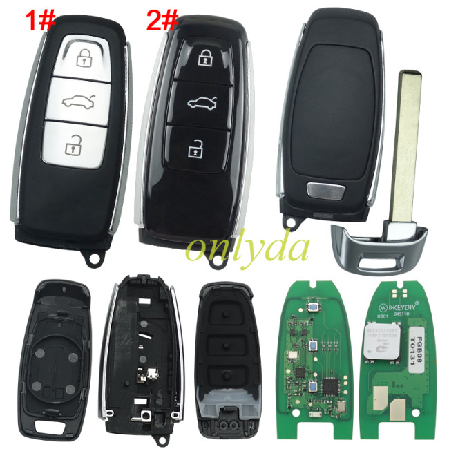 5pcs/lot Free shipping from HK KEYDIY FGB08 For Audi Style 3 Buttons Universal Smart Remote support 5C 5D key, pls choose button