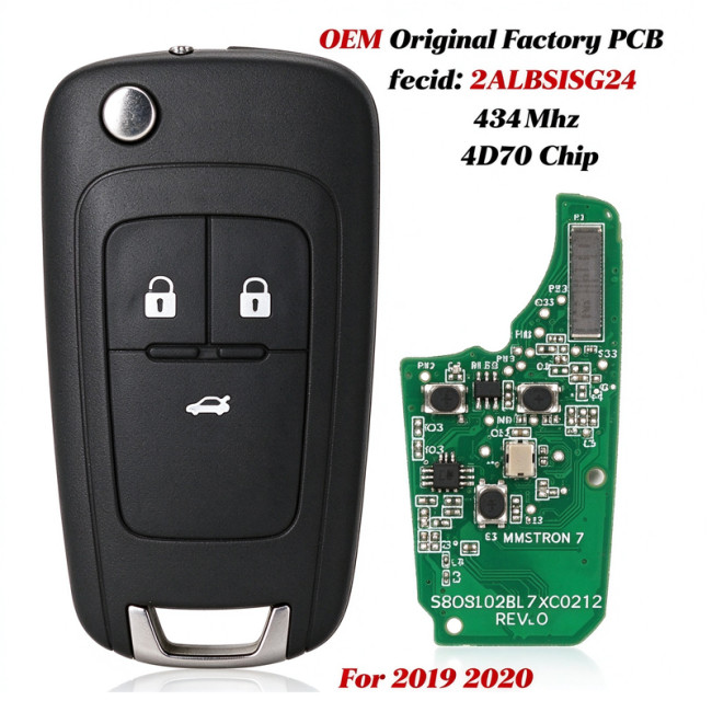 original remote key for 2019+ Chevrolet Cavalier fcc id: 2ALBSISG24 434Mhz 4D70 Chip original pcb+ aftermarket shell