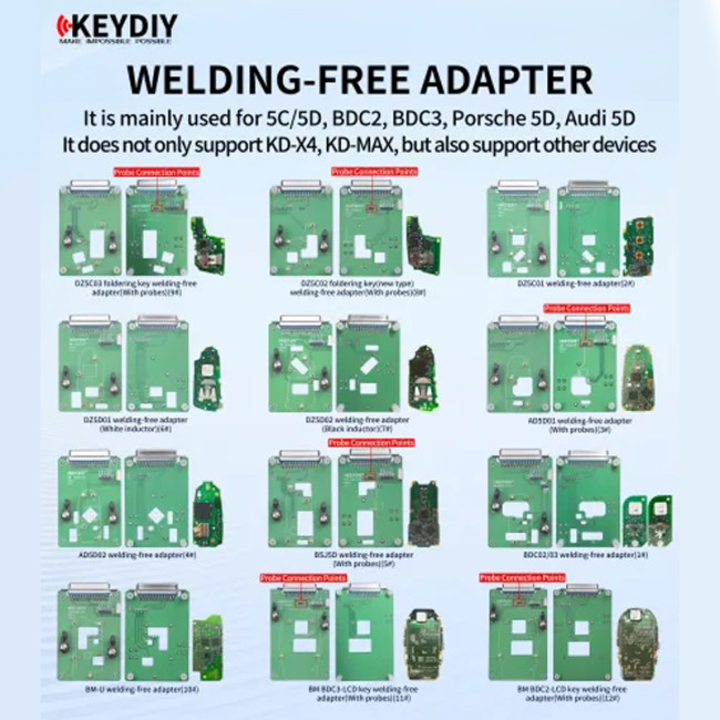 [full set]Keydiy BMW BDC2 BDC3 BCP VAG MQB49 5C 5D Clamp Adapter Solder Free Circuit Board 12 Pieces work with KD-X4 and KD-MAX