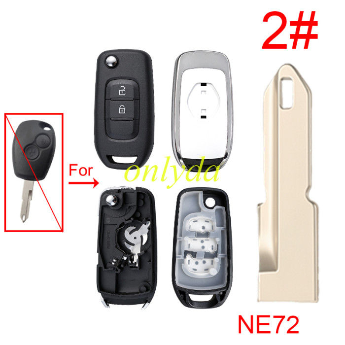 For Renault 3  button remote modified  flip key shell with badage , 1#VA2,2#NE72, 3#VAC35, 4#VAC102, 5#HU136 pls choose blade