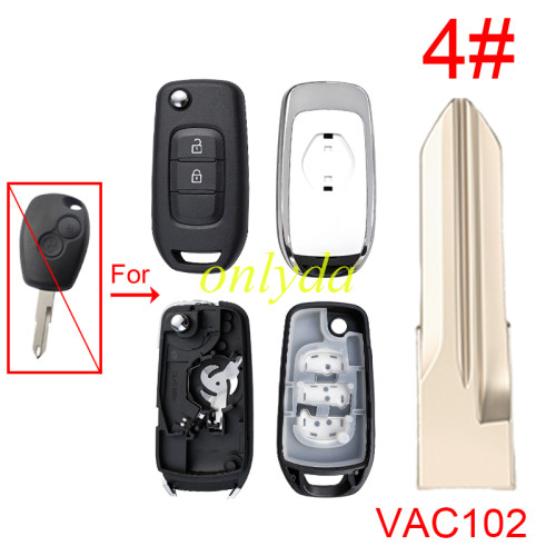 For Renault 3  button remote modified  flip key shell with badage , 1#VA2,2#NE72, 3#VAC35, 4#VAC102, 5#HU136 pls choose blade